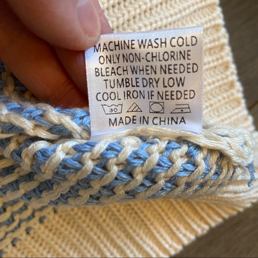 Sage the Label Blue and Cream Pullover Sweater - Picture 5 of 7